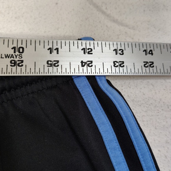 VINTAGE Adidas Track Pants Mens Medium Black Blue 3-Stripe Zipper Ankle Soccer - Picture 8 of 14
